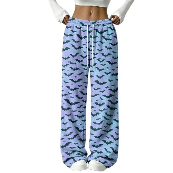 Garbnen Halloween Pajama Pants Women Fleece Ghost Pumpkin Graphic Womans Lounge Pants Soft Plush Fall Winter Warm Wide Leg Sleeping Pants Women
