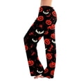 thumbnail image 1 of Garbnen Halloween Pajama Pants Women Pumpkins Print Womens Lounge Pants Soft Cute Elastic Waist Fall Winter Wide Leg Women Sleep Pants Red M, 1 of 6