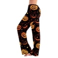 thumbnail image 1 of Garbnen Halloween Pants Pajamas Pumpkins Print Women’s Lounge Pants Comfy Cute Elastic Waist Fall Winter Wide Leg Sleep Pants for Women S, 1 of 7