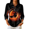 thumbnail image 1 of Garbnen Halloween Polo Shirt for Women Funny Ghost Pumpkin Candy Women Golf Shirts Fall Winter 3/4 Length Sleeve Womens Pullover Black S, 1 of 4