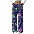 thumbnail image 1 of Garbnen Halloween Womens Fleece Pajama Pants Ghost Pumpkin Graphic Woman Lounge Pants Cozy Plush Fall Winter Warm Wide Leg Sleep Pants Women, 1 of 5