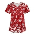 thumbnail image 1 of Garbnen Holiday Scrub Tops Funny Xmas Printed V Neck Short Sleeve Fall Scrub Shirts for Women Nurse Working Uniforms with Pocket S-5XL, 1 of 3