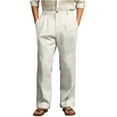 thumbnail image 1 of Garbnen Linen Pants Mens Baggy Elastic Waist Wide Leg Men Trousers Spring Summer Beach Men’s Lounge Pants with Pockets, 1 of 4