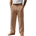 thumbnail image 1 of Garbnen Linen Pants for Men Straight Leg Elastic Waist Baggy Men Trousers Pants Spring Summer Beach Pants Men Casual with Pockets, 1 of 4
