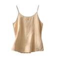 thumbnail image 1 of Garbnen Linen Tank Top Women Spaghetti Strap Sleeveless Womens Camisole Summer Beach Vacation Crew Neck Women Tunics, 1 of 7