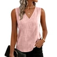 thumbnail image 1 of Garbnen Linen Tank Tops for Women Fitted Sleeveless Womens Tops V Neck Summer Beach Vacation Lightweight Woman Tunic Tops, 1 of 4