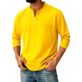 thumbnail image 1 of Garbnen Long Sleeve Henley Shirts for Men Casual Fashion Pullover 3-Button Spring Top For Man with Pocket Yellow XL, 1 of 3
