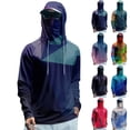 thumbnail image 1 of Garbnen Long Sleeve Shirts for Men UPF 50+ Sun Protection Hooded with Mask Men's Rash Guard Quick Dry Gradient Summer Outdoor Fishing Hiking Sun Shirt Men Purple S, 1 of 4