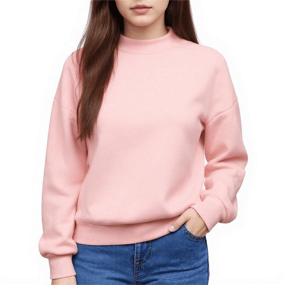 Garbnen Long Sleeve Shirts for Girls Crewneck Pink Girls' Blouses & Button-Down Shirts Basic Fall Preppy Teen Girls Sweatshirts