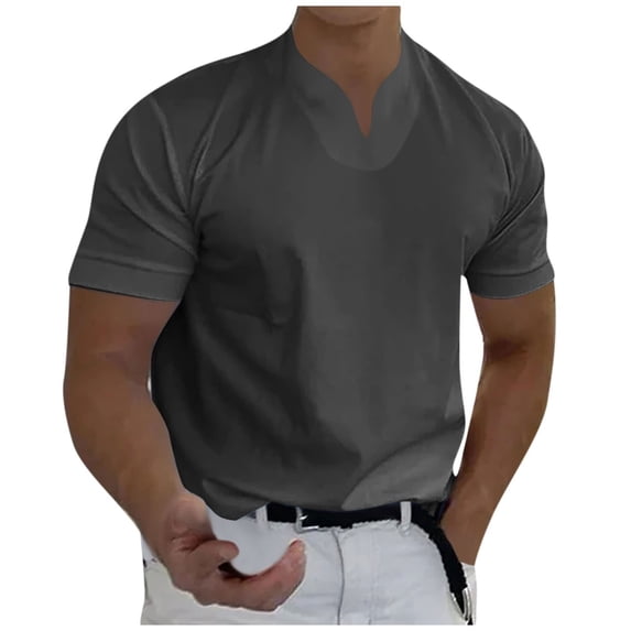 Garbnen M-5XL Big and Tall Shirts for Men Loose Fit Short Sleeve T Shirts for Man V Neck Lightweight Breathable Summer Casual Work Going Out Workout Shirts for Men Gray 4XL