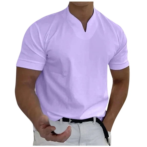 Garbnen M-5XL Big and Tall T Shirts for Men Loose Fit Short Sleeve Men V Neck T Shirts Lightweight Breathable Summer Casual Work Outdoor Workout Shirt Men Purple 4XL
