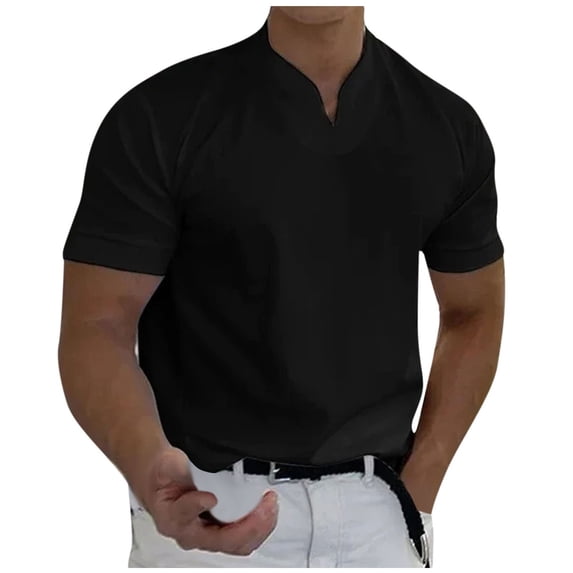 Garbnen M-5XL Mens Big and Tall T Shirts Loose Fit Short Sleeve Mens V Neck Shirt Lightweight Breathable Summer Casual Office Going Out Men's Workout Shirt Black M