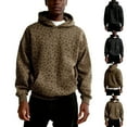 thumbnail image 1 of Garbnen Man Y2K Leopard Print Hoodies baggy Sweatshirts Vintage Casual Long Sleeve Pullover for Mans With Kangaroo Pockets Brown L, 1 of 4