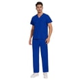 thumbnail image 1 of Garbnen Medical Scrubs Set for Men Stretch V-Neck Mens Scrubs Top Workwear & Jogger Pants Nurse Uniform with Pockets, 1 of 4