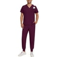 thumbnail image 1 of Garbnen Medical Scrubs Set for Men Stretch V-Neck Scrub Shirts for Men & Jogger Scrub Pants Nursing Uniform with Pockets, 1 of 5