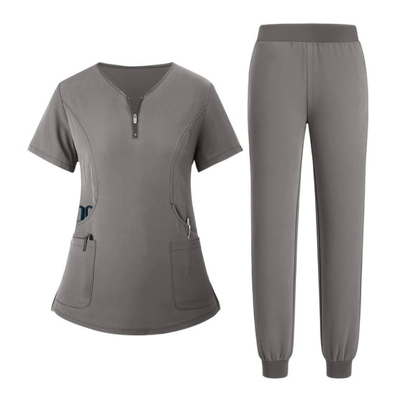 Garbnen Medical Scrubs Set for Women Stretch V-Neck Womens Scrubs Top Workwear & Cargo Pants Nurse Working Uniforms with Pockets