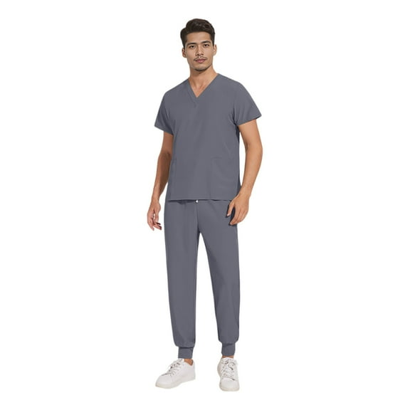 Garbnen Medical Scrubs Top and Pants Stretch V-Neck Scrubs Tops & Jogger Pants Nurse Working Uniforms with Pockets
