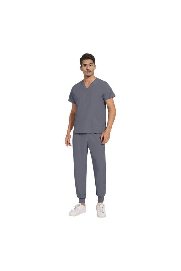 Medical Scrubs Top and Pants Stretch V-Neck Scrubs Tops & Jogger Pants Nurse Working Uniforms with Pockets