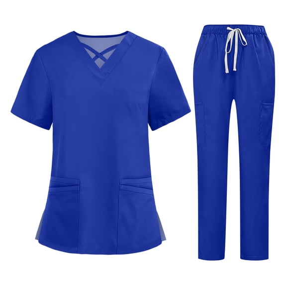 Garbnen Medical Scrubs Top and Pants Stretch V-Neck Workwear Scrubs Women & Yoga Jogger Scrub Pants Nurse Uniform with Pockets