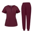 thumbnail image 1 of Garbnen Men and Women Scrub Set Unisex Stretch Zipper Short Sleeve Top Scrub Pants Uniform Scrubs Suit for Unisex with Pocket, 1 of 5