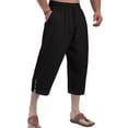 thumbnail image 1 of Garbnen Men's Linen Pants Baggy Drawstring Wide Leg Men's Capri Pants Spring Summer Loose Fit Beach Trouser for Men with Pockets, 1 of 4