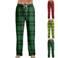 thumbnail image 1 of Garbnen Men's Plaid Pajama Pants Green Wide Leg Sleep Pants Men Color Block Elastic Waist Drawstring Casual Soft Baggy Men’s Lounge Pants, 1 of 5