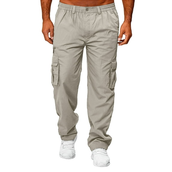 Garbnen Mens' Cargo Pants Straight Leg Men Work Pants Lightweight Big and Tall Workout Athletic Trousers Pants for Men with Zipper Pockets