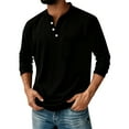 thumbnail image 1 of Garbnen Mens Henley Shirts Long Sleeve with Pocket Casual T-Shirts Plain Spring Man top with 3 Button Black XXL, 1 of 4