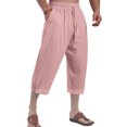 thumbnail image 1 of Garbnen Mens' Linen Pants Baggy Drawstring Wide Leg Mens 3/4 Pants Spring Summer Loose Fit Beach Casual Mens Pants with Pockets, 1 of 4