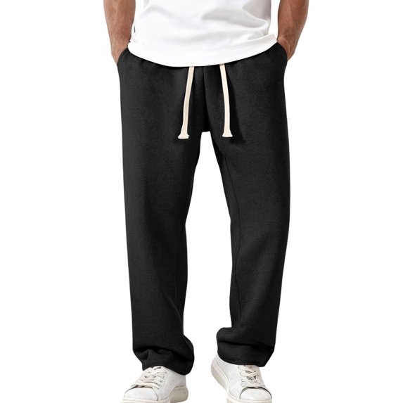 Garbnen Mens Sweat Pants Drawstring Wide Leg Trousers Pants for Men Spring Summer Loose Fit Outdoor Lounge Pants Men with Pockets