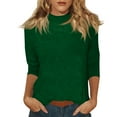 thumbnail image 1 of Garbnen Mock Neck Tops for Women Fitted Green Womens 3/4 Sleeve Top Spring Summer Trendy Elbow Length Sleeve Womens Blouses, 1 of 7