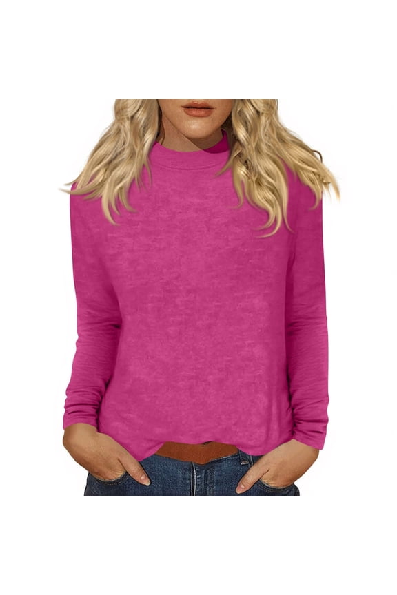 Mock Turtleneck for Women Relaxed Fit Women Long Sleeve Shirt Spring Summer Dressy Basic Woman Blouse