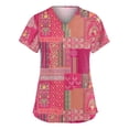 thumbnail image 1 of Garbnen Plaid Scrub Tops Women Short Sleeve V Neck Stretch Workwear Nurse Working Uniforms with Pocket Shirts for Women S-5XL, 1 of 5