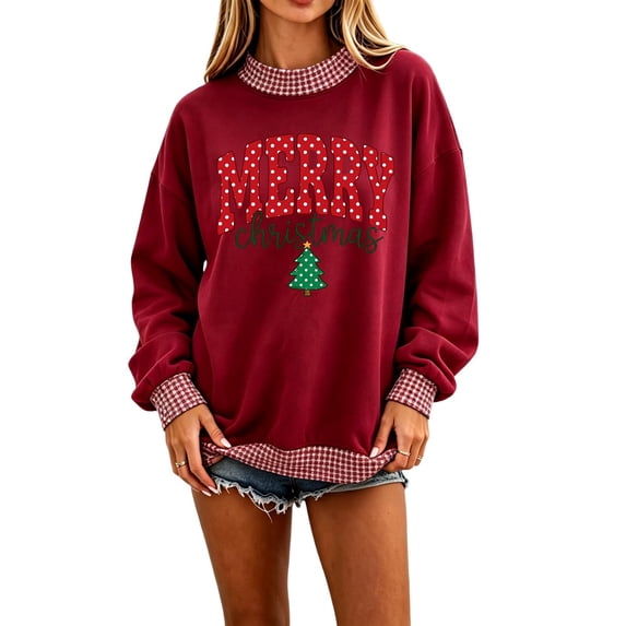 Garbnen Plaid Womens Mock Turtleneck Sweatshirt Merry Christmas Long Sleeve Oversized Womens Sweatshirts Drop Shoulder Lightweight Soft Fall Y2k Xmas Pullover Sweaters for Women