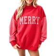 thumbnail image 1 of Garbnen Plaid Womens Mock Turtleneck Sweatshirt Merry Graphic Long Sleeve Oversized Sweatshirt for Women Drop Shoulder Lightweight Cozy Soft Fall Y2k Pullover Sweaters for Women, 1 of 5