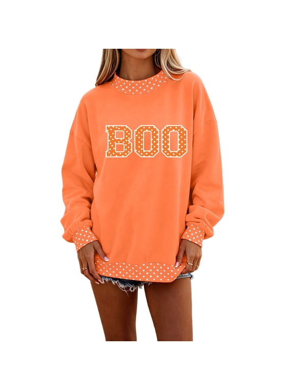 Polka Dot Mock Turtleneck Sweatshirt Women Boo Graphic Long Sleeve Oversized Sweatshirts for Women Drop Shoulder Lightweight Cozy Soft Fall Y2k Pullover Sweaters for Women
