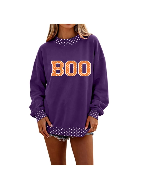 Polka Dot Mock Turtleneck for Women Sweatshirt Boo Graphic Long Sleeve Womens Oversized Sweatshirt Drop Shoulder Lightweight Cozy Soft Fall Y2k Women's Sweaters Pullover