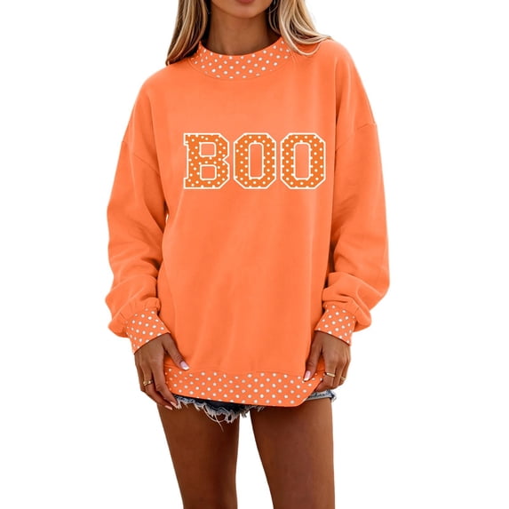 Garbnen Polka Dot Mock Turtleneck for Women Sweatshirt Boo Graphic Long Sleeve Womens Oversized Sweatshirt Drop Shoulder Lightweight Cozy Soft Fall Y2k Womens Sweaters