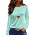 thumbnail image 1 of Garbnen Polka Dot Valentines Shirt for Women Heart Print Womens Crew Neck Shirts Long Sleeve Spring Blouse Women, 1 of 5