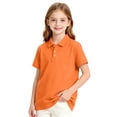 thumbnail image 1 of Garbnen Polo Shirt Girls Collared Short Sleeve Girl Golf Shirt Preppy Student Back To School Button Up Teen Girls School Uniform Orange 11-12Y, 1 of 6