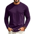 thumbnail image 1 of Garbnen S-4XL Long Sleeve Shirt Men Crew Neck Raglan Shirt Men Casual Basic Relaxed Fit Sports Fall Winter Mens Shirts Big and Tall Purple XXL, 1 of 7