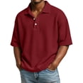 thumbnail image 1 of Garbnen S-4XL Men's Waffle Polo Shirt Collared Button Up Men Short Sleeve Shirt Big and Tall Gym Summer Men Work Shirt, 1 of 6
