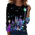 thumbnail image 1 of Garbnen S-5XL Christmas Long Sleeve Shirts for Women Funny Merry Xmas Womens T Shirts Graphic Plus Size Holiday Pullover Shirts for Women L, 1 of 6