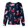 thumbnail image 1 of Garbnen S-5XL Christmas Scrub Jacket for Women Christmas Snowman Printed Nursing Uniform Snap Front Warm Up Funny Merry and Bright Xmas Womens Work Tops with Pockets, 1 of 5