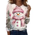 thumbnail image 1 of Garbnen S-5XL Christmas Womens Long Sleeve Shirts Funny Snowman Womens Graphic T Shirt Plus Size Holiday Pullover Shirts for Women L, 1 of 6