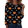 thumbnail image 1 of Garbnen S-5XL Halloween Long Sleeve Shirts for Women Ghost Pumpkin Spooky Women's Graphic T Shirts Plus Size Holiday Womens Pullover Red 4XL, 1 of 7