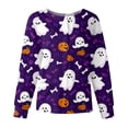 thumbnail image 1 of Garbnen S-5XL Halloween Scrub Jacket Women Funny Pumpkin Ghost Candy Nurses Uniform Snap Front Fall Womens Work Clothes with Pocket Purple XXL, 1 of 5