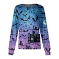 thumbnail image 1 of Garbnen S-5XL Halloween Women's Scrub Jacket Funny Pumpkin Ghost Candy Nurses Uniforms for Women Snap Front Fall Women's Workwear with Pocket Blue XL, 1 of 4