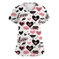 thumbnail image 1 of Garbnen S-5XL Valentine Day Scrubs Short Sleeve V Neck Love Print Nursing Uniform with Pocket Stretch Women Workwear, 1 of 5