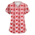 thumbnail image 1 of Garbnen S-5XL Valentine Day Scrubs for Women Short Sleeve V Neck Love Heart Pattern Nursing Uniforms for Women with Pocket Stretch Women Work Shirts, 1 of 5